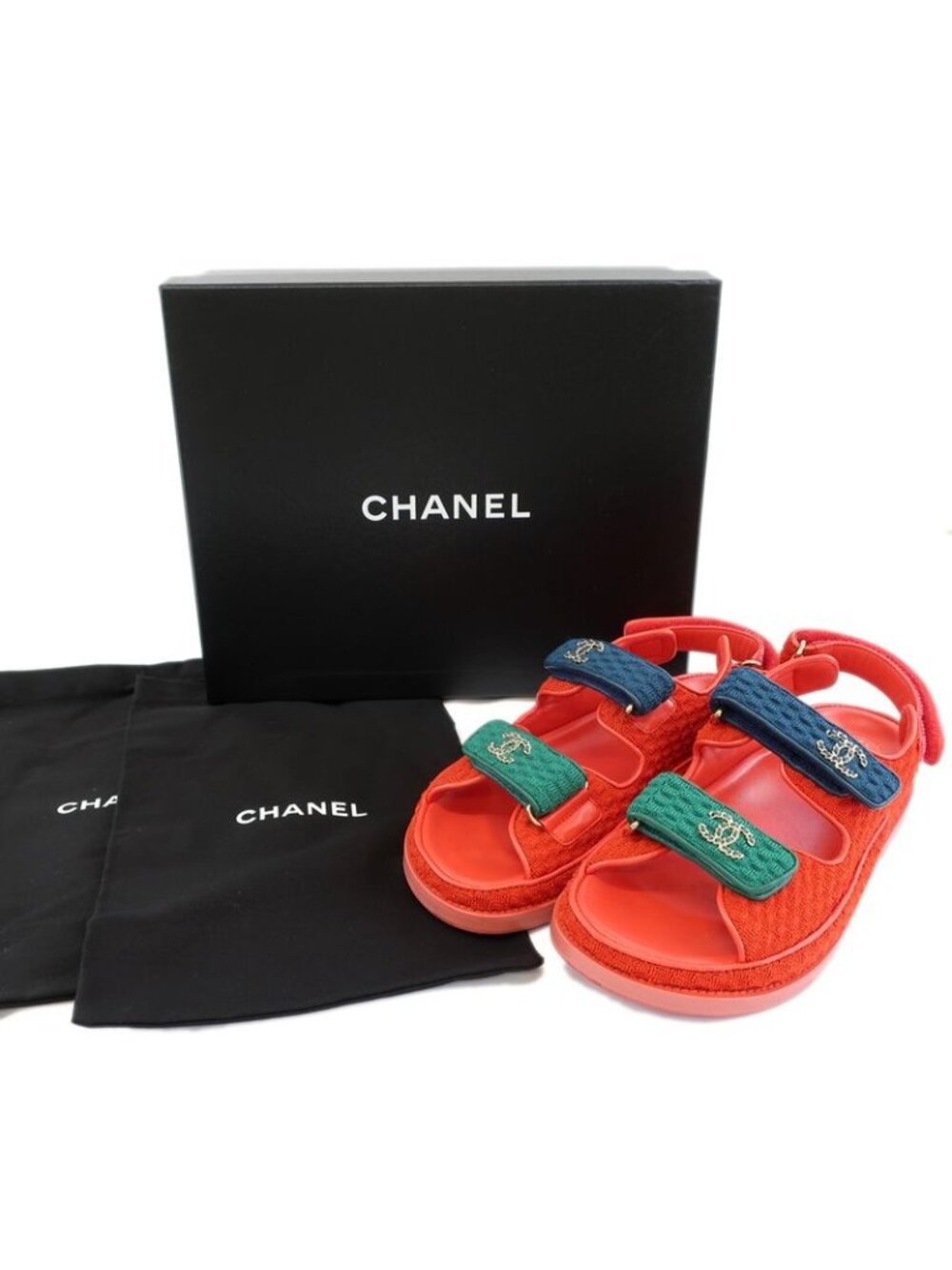 Chanel Sports Sandals Red Multicolor 36 Leather CC - Picture 10 of 10
